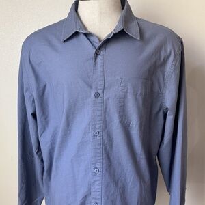 Du/er Duer Mens Large Blue Performance Oxford Long Sleeve Button Up Coolmax